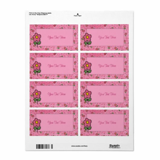 Roze bloemen Etiket (Full Sheet)
