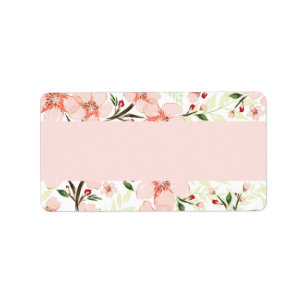 Roze bloemen etiket