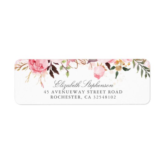 Roze bloemen etiket (Voorkant)