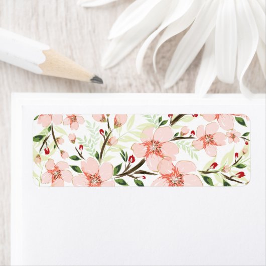 Roze bloemen etiket (Insitu)