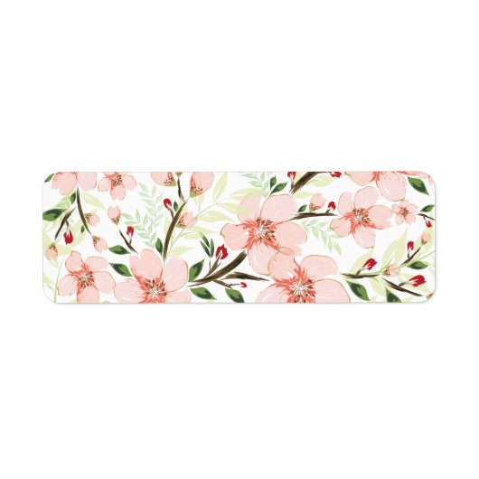 Roze bloemen etiket (Voorkant)