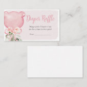 Roze Bloemen Eucalyptus Ballon Luier Raffle Informatiekaartje (Voorkant / Achterkant)