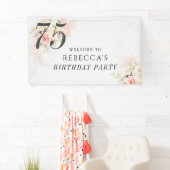 Roze Bloemen Eucalyptus Botanical 75e verjaardag Spandoek (Insitu)