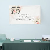 Roze Bloemen Eucalyptus Botanical 75e verjaardag Spandoek (Beurs)