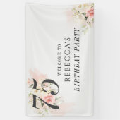 Roze Bloemen Eucalyptus Botanical 75e verjaardag Spandoek (Verticaal)