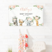 Roze Bloemen Eucalyptus Safari Baby shower Spandoek (Insitu)