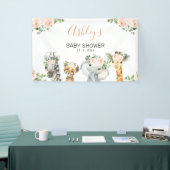 Roze Bloemen Eucalyptus Safari Baby shower Spandoek (Beurs)