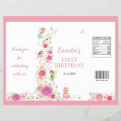 Roze Bloemen Fairy 1e Verjaardag Chip Bag Wrapper Flyer (Voorkant)