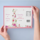 Roze Bloemen Fairy 1e Verjaardag Chip Bag Wrapper Flyer (Hand)