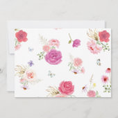 Roze Bloemen Fairy 1e Verjaardag Fotouitnodiging Bedankkaart (Achterkant)