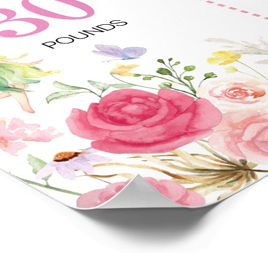 Roze Bloemen Fairy 1e verjaardag Mijlpaal Teken Poster (Hoek)