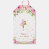 Roze Bloemen Fairy Goud Baby shower Dank u Cadeaulabel (Achterkant)