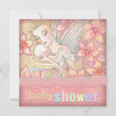 Roze Bloemen Fairy Moeder en Baby Baby shower Kaart (Voorkant)