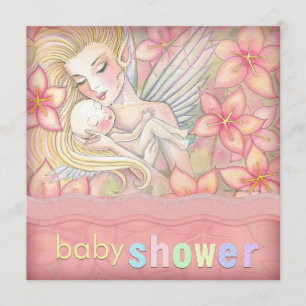 Roze Bloemen Fairy Moeder en Baby Baby shower Kaart