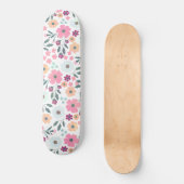 Roze bloemen Fantair wit design Persoonlijk Skateboard (Voorkant)