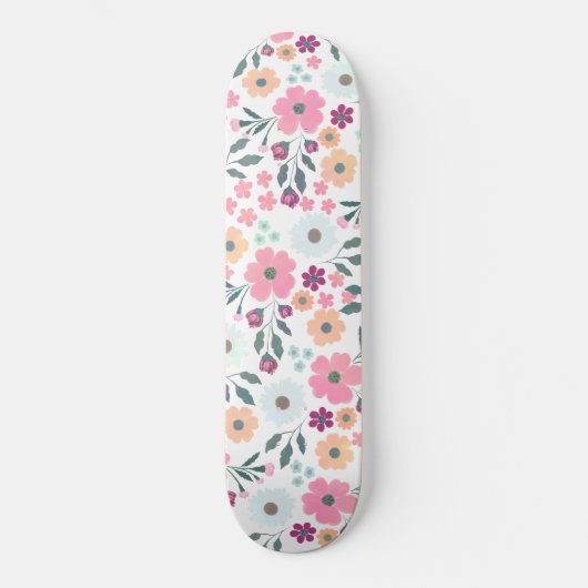 Roze bloemen Fantair wit design Persoonlijk Skateboard (Voorkant)