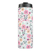 Roze bloemen Fantair wit design Thermosbeker (Voorkant)