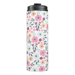Roze bloemen Fantair wit design Thermosbeker