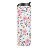 Roze bloemen Fantair wit design Thermosbeker (Gedraaid links)
