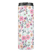 Roze bloemen Fantair wit design Thermosbeker (Achterkant)