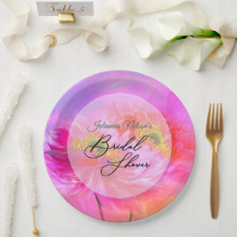 Roze bloemen fantasie papieren borden bordje