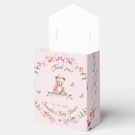 Roze Bloemen Fantasies & Teddy Bear Knuffels Bedankdoosjes (Geopend)