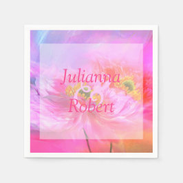 Roze bloemen fantasy servetten