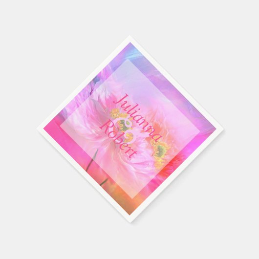 Roze bloemen fantasy servetten (Hoek)