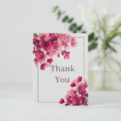Roze bloemen Faux getextureerd papier Dank u kaart (Staand voorkant)