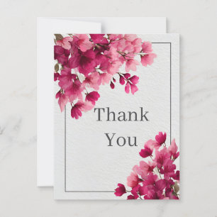Roze bloemen Faux getextureerd papier Dank u kaart
