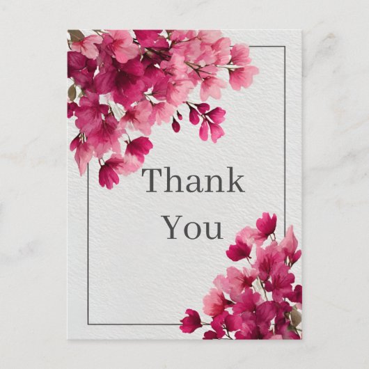 Roze bloemen Faux getextureerd papier Dank u kaart (Voorkant)