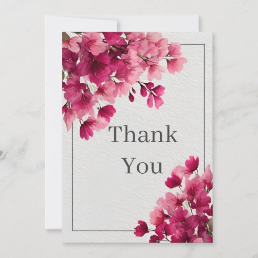 Roze bloemen Faux getextureerd papier Dank u kaart (Voorkant)