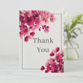 Roze bloemen Faux getextureerd papier Dank u kaart (Staand voorkant)