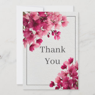 Roze bloemen Faux getextureerd papier Dank u kaart