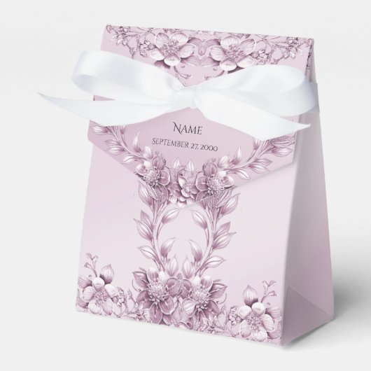 Roze Bloemen Favoriete Doos Bedankdoosjes (Voorkant Zijde)