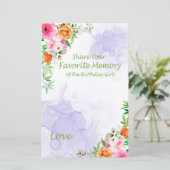 Roze bloemen Favoriete herinnering van het meisje  (Staand voorkant)