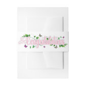 Roze Bloemen Felicitaties Uitnodiging Belly Band Uitnodigingen Wikkel (Voorkant Voorbeeld)