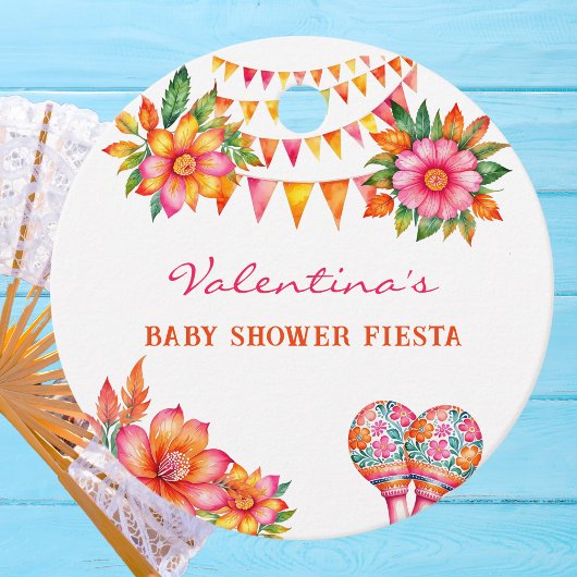 Roze Bloemen Fiesta Baby shower Dank u Bedankjes Labels