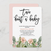 Roze Bloemen Fiesta Cactus Succulent Baby shower Kaart (Voorkant / Achterkant)