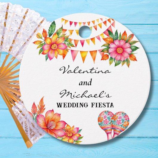 Roze Bloemen Fiesta Mexicaanse bruiloft Bedankt Bedankjes Labels