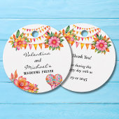 Roze Bloemen Fiesta Mexicaanse bruiloft Bedankt Bedankjes Labels