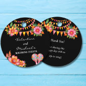 Roze Bloemen Fiesta Mexicaanse bruiloft Bedankt Bedankjes Labels