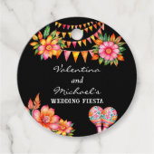 Roze Bloemen Fiesta Mexicaanse bruiloft Bedankt Bedankjes Labels (Voorkant)