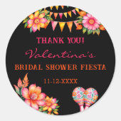 Roze Bloemen Fiesta Vrijgezellenfeest Dank u Ronde Sticker (Voorkant)