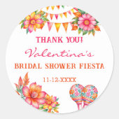 Roze Bloemen Fiesta Vrijgezellenfeest Dank u Ronde Sticker (Voorkant)