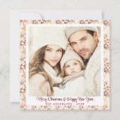 Roze Bloemen   Flat Feestdagenkaart (Voorkant)