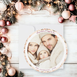 Roze Bloemen Flat Feestdagenkaart