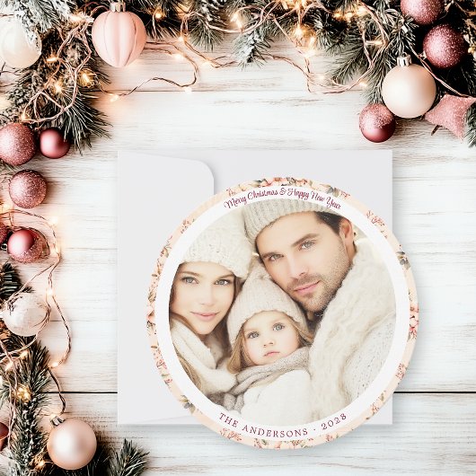 Roze Bloemen Flat Feestdagenkaart