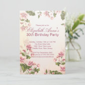  roze bloemen Floral Birthday Party Kaart (Staand voorkant)