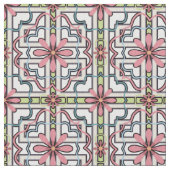 Roze bloemen | Floral Block Pattern Stof (Close Up)